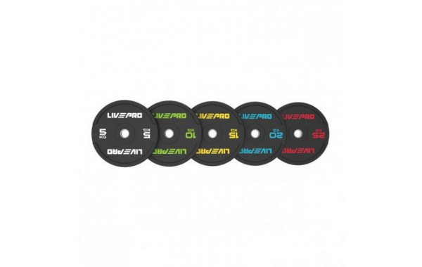 Бампированный диск 10кг Live Pro Rubber Bumper Plate LP8331-10 черный\зеленый 600_380