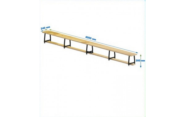Скамейка гимнастическая 4000мм (щит дерево) ножки метал с РО Dinamika 600_380