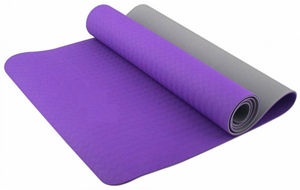 Коврик для йоги ТПЕ 183х61х0,6 см (фиолетово/серый) Sportex E39307 600_380
