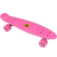 Скейтборд пластиковый 56x15cm, со свет. колесами Sportex E33097 розовый (SK505)