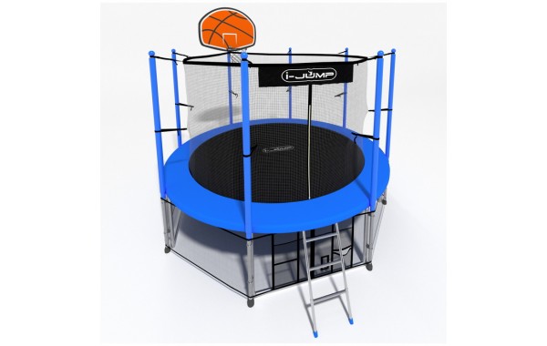 Батут i-Jump Classic Basket 14FT 427 см с нижней сетью и лестницей синий 600_380