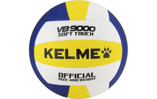 Мяч волейбольный Kelme 9806140-141, р. 5, 18 пан., синт.кожа (ПУ), клееный, бело-желто-синий 600_380