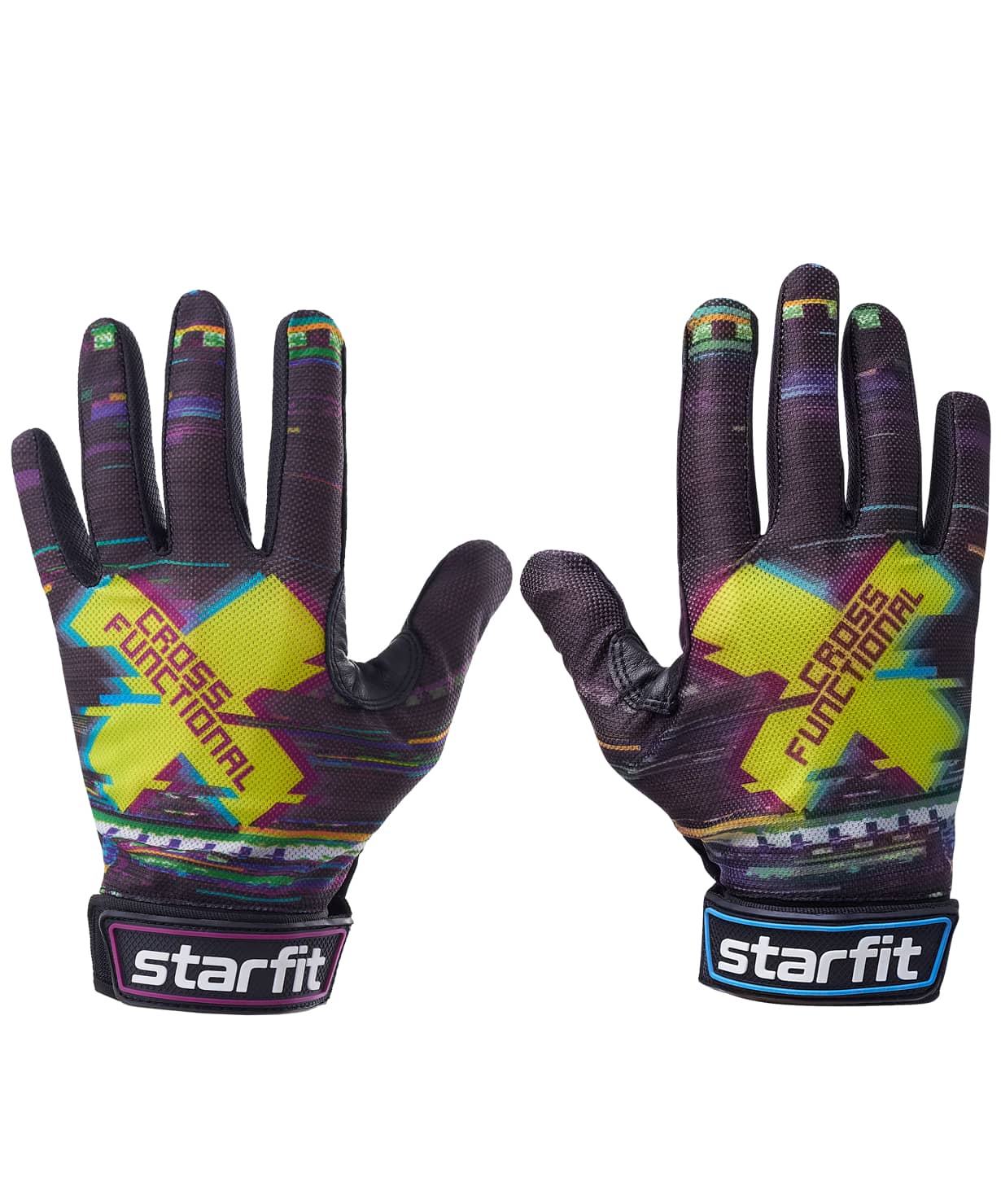 Перчатки для фитнеса Star Fit WG-104, с пальцами, черный/мультицвет 1230_1479