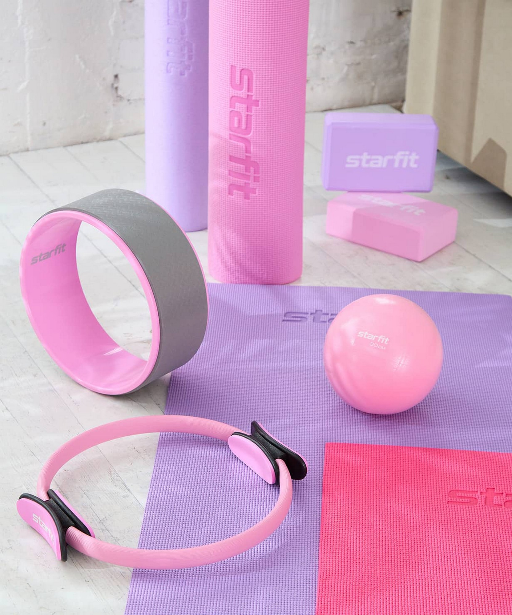Колесо для йоги Star Fit d32см YW-101 розовый пастель\серый 1663_2000
