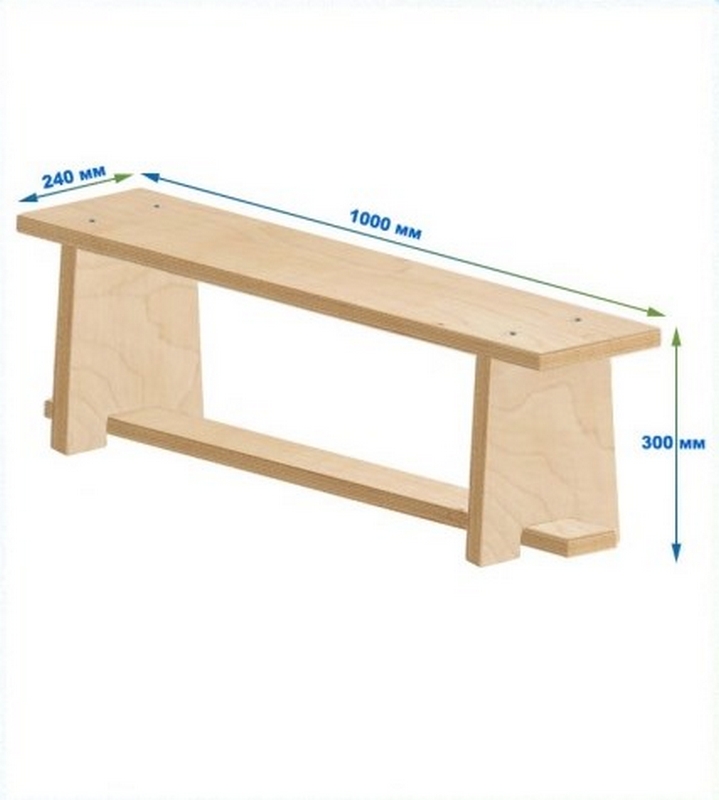 Скамейка гимнастическая 1000мм (фанерная) ножки фанера Dinamika 719_800
