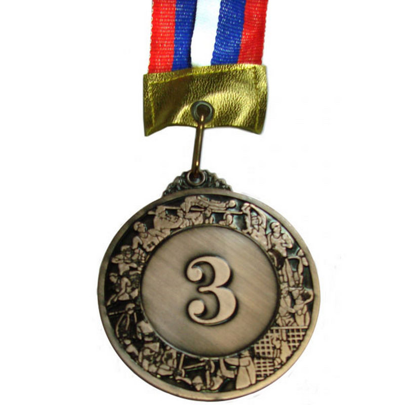 Медаль Sportex наградная 3-место большая (6,0x0,3см, с ленточкой триколор) No.96-3 800_800