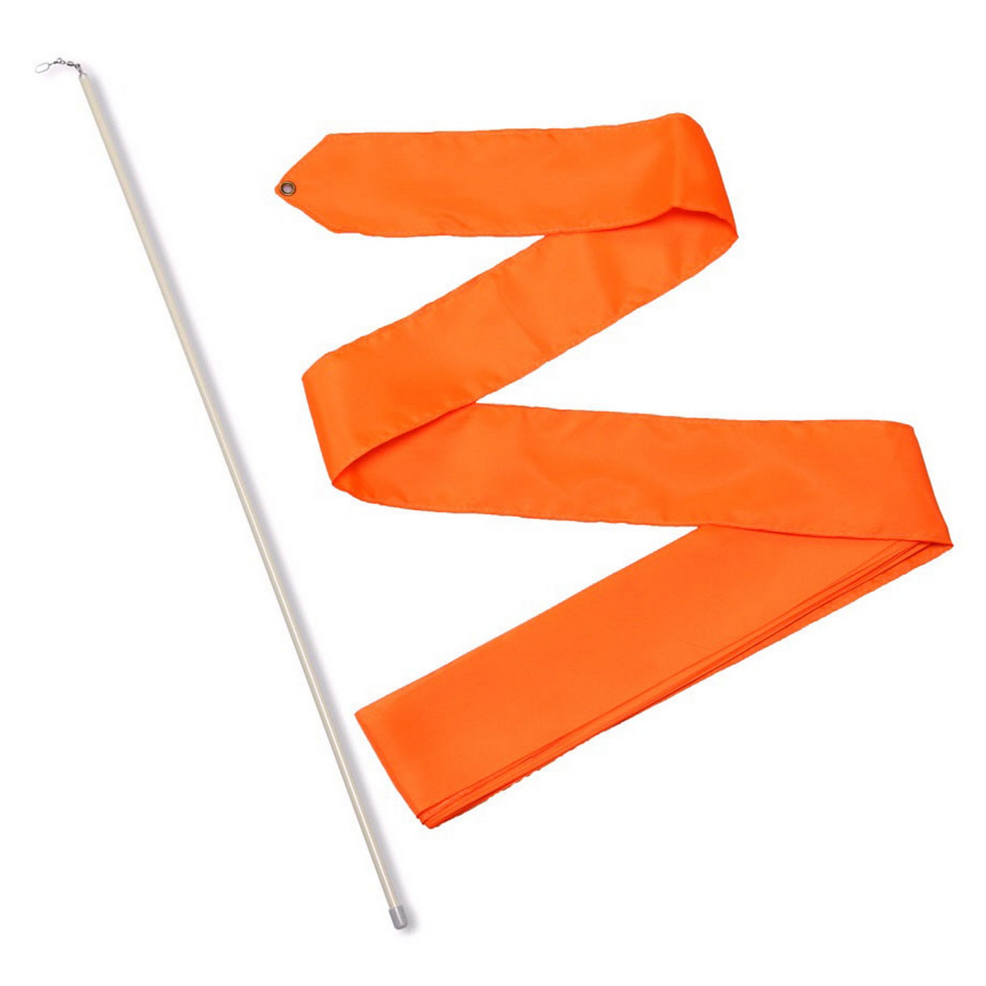 Лента гимнастическая с палочкой 50см, 4м, пластик, металл, полиэстер СЕ4-OR оранжевый 2000_2000
