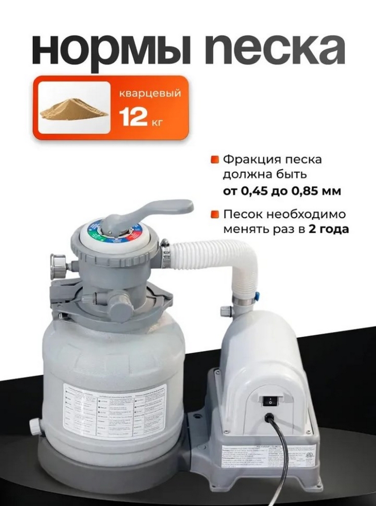 Песочный фильтр-насос 4100л/ч, резервуар для песка 12кг, фракция 0.45-0.85мм Polygroup ST1100 762_1024